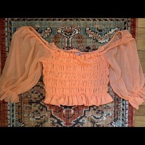 Urban Outfitters | Peach Crop Mesh
